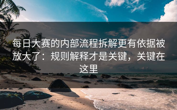 每日大赛的内部流程拆解更有依据被放大了：规则解释才是关键，关键在这里