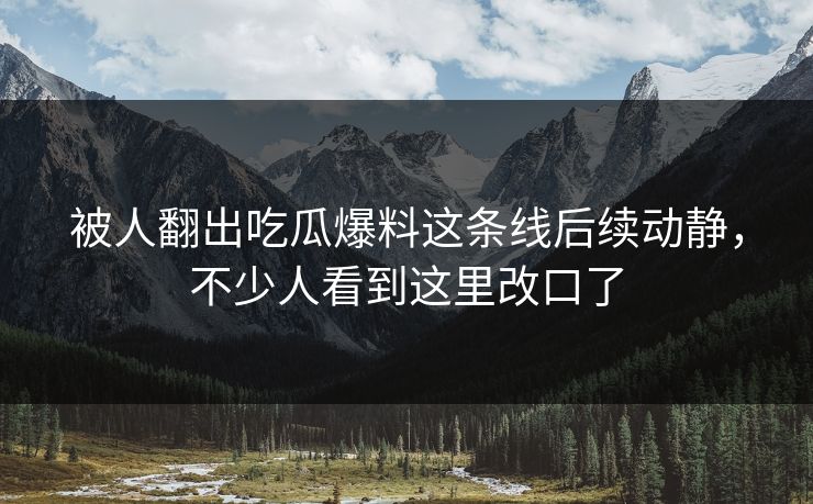 被人翻出吃瓜爆料这条线后续动静，不少人看到这里改口了